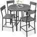 5-Piece Modern Round Counter Height Dining Set w/ 4 Chairs