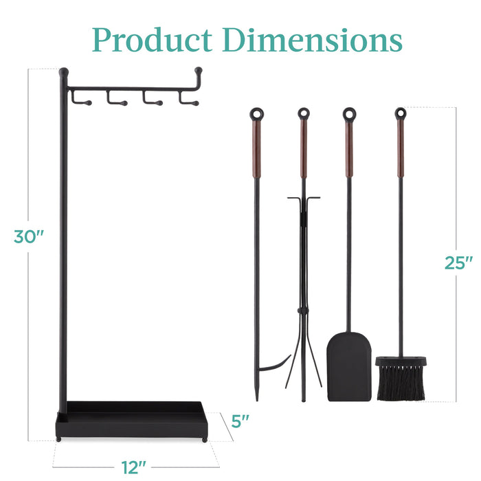 Ensemble d'outils antiques pour cheminée d'intérieur et d'extérieur moderne et contemporain de 5 pièces