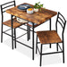 3-Piece Modern Square Dining Set w/ Storage Rack