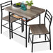 3-Piece Modern Square Dining Set w/ Storage Rack