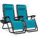 Set of 2 Adjustable Zero Gravity Patio Chair Recliners w/ Cup Holders