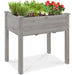 Raised Garden Bed, Elevated Wood Planter Box Stand w/ Bed Liner - 34x18x30in