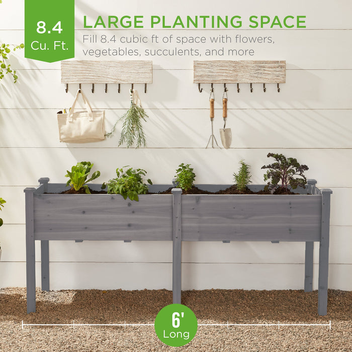 Raised Garden Bed, Elevated Wood Garden Planter Stand - 72x23x30in