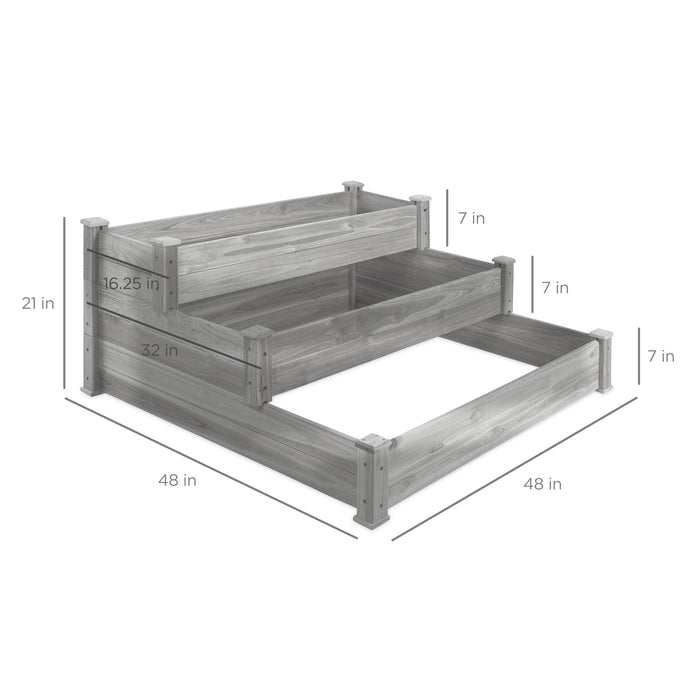 Jardinière surélevée à 3 niveaux en bois de sapin avec installation empilable et plate
