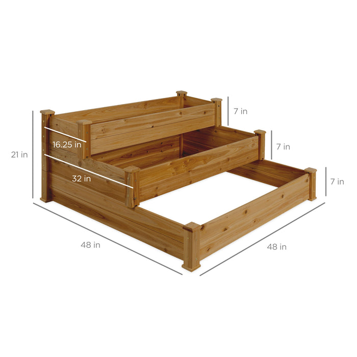 Jardinière surélevée à 3 niveaux en bois de sapin avec installation empilable et plate