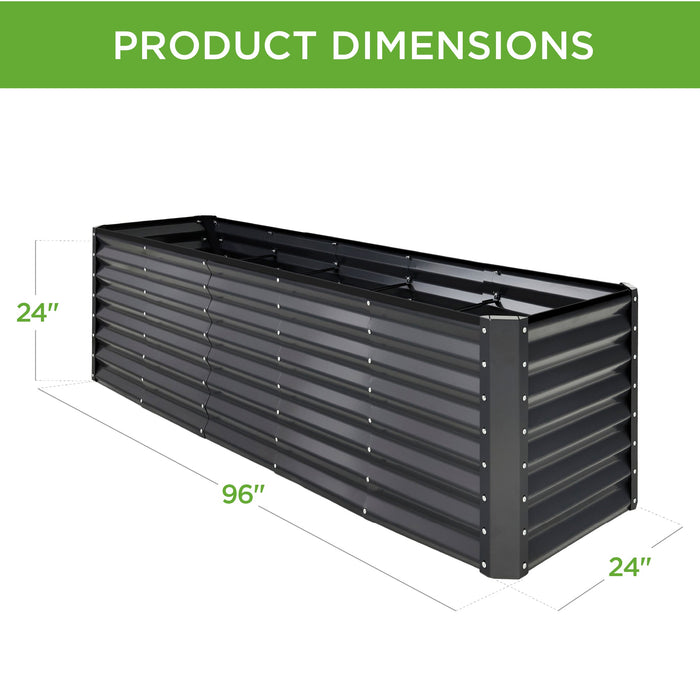 Outdoor Metal Raised Garden Bed for Vegetables, Flowers, Herbs - 8x2x2ft