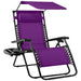 Folding Zero Gravity Recliner Patio Lounge Chair w/ Canopy, Side Tray