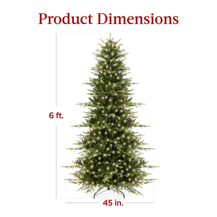 Sapin de Noël artificiel pré-éclairé en peuplier noble avec support en métal