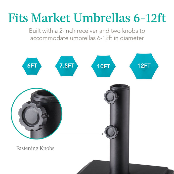 Base de parapluie mobile, support remplissable avec 4 roues, 2 verrous, capacité de 120 lb