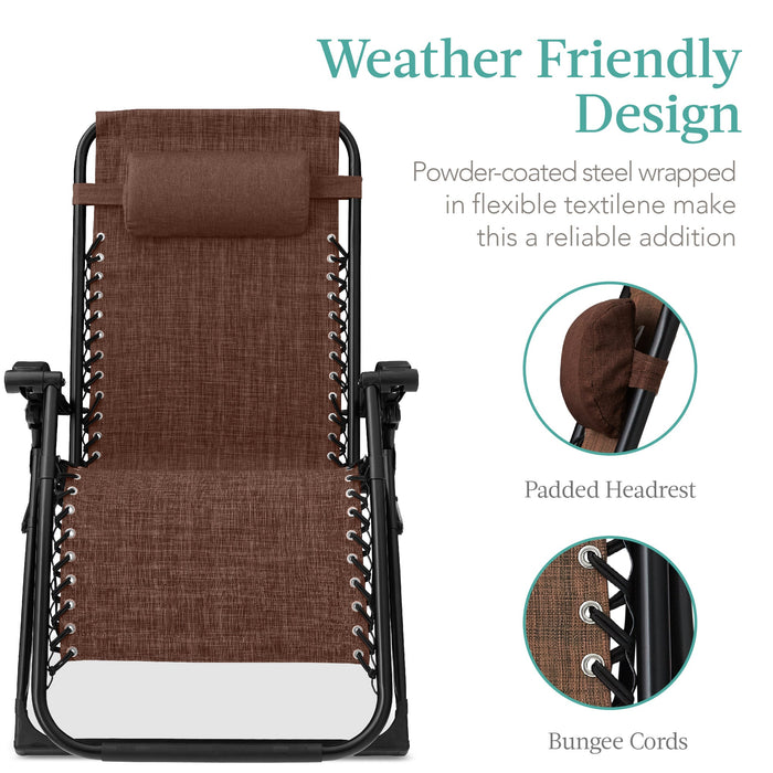 Oversized Zero Gravity Chair, Folding Outdoor Recliner w/ Removable Cushion