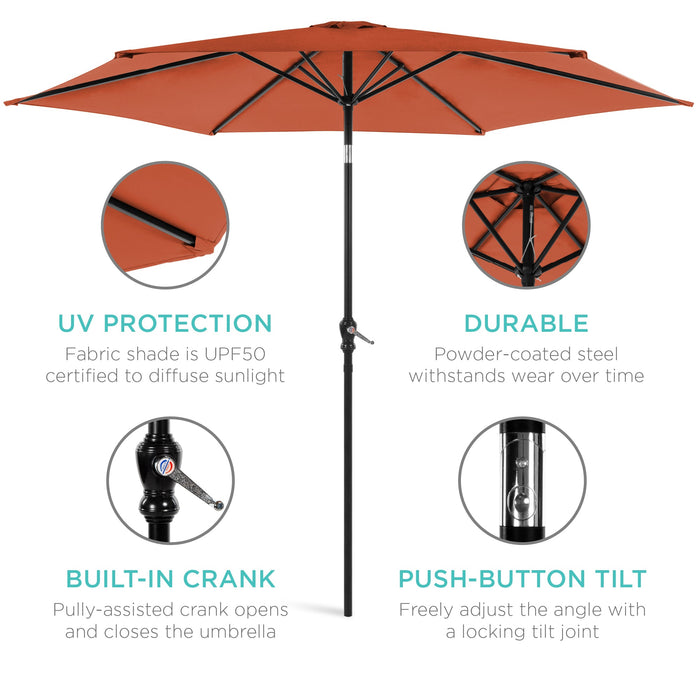 Outdoor Steel Market Patio Umbrella Decoration w/ Tilt, Crank Lift - 10ft