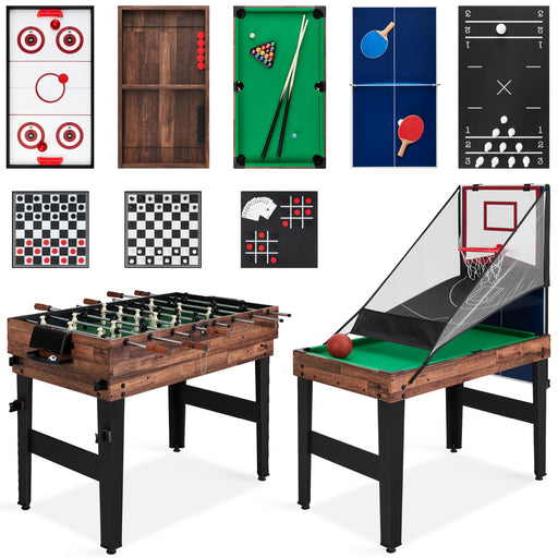 13-in-1 Combo Game Table Set w/ Ping Pong, Foosball, Basketball, Air Hockey