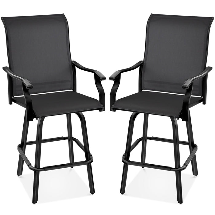 Set of 2 Swivel Barstools w/ 360 Rotation, All-Weather Mesh