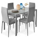 5-Piece Dining Table Set w/ Glass Top, Leather Chairs