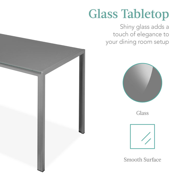 Ensemble de table à manger 5 pièces avec plateau en verre et chaises en cuir