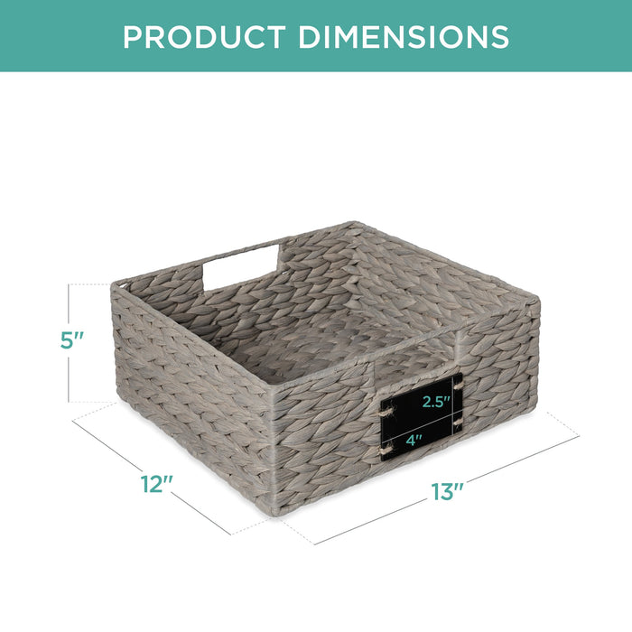 Ensemble de 4 paniers de garde-manger en jacinthe d'eau avec tableau noir et marqueur - 13 po