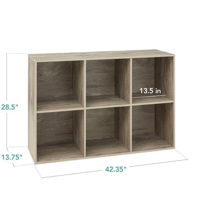 6-Cube Bookshelf, 13.5in Storage Display w/ Removable Panels, Customizable