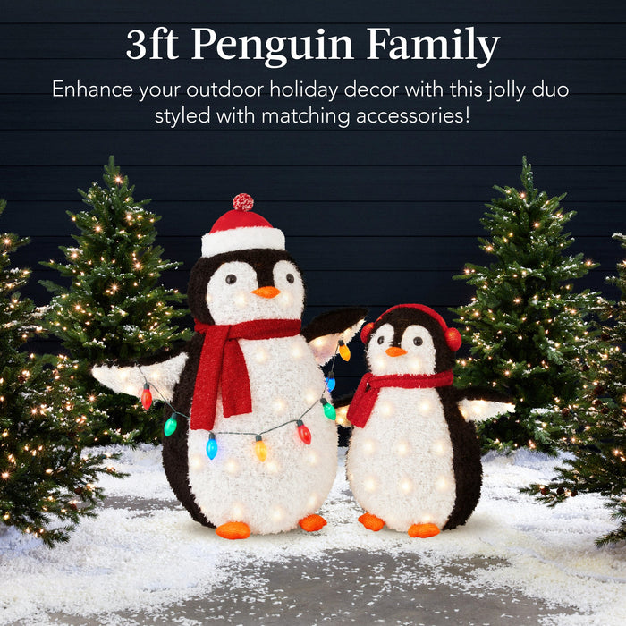 2pc Lighted Pop-Up Penguin Family Christmas Decoration w/ 150 Lights - 3ft