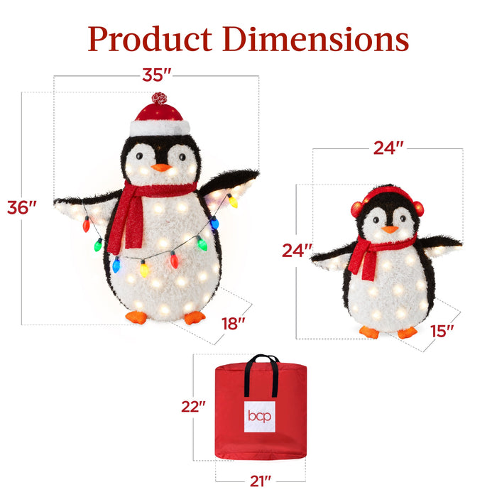 2pc Lighted Pop-Up Penguin Family Christmas Decoration w/ 150 Lights - 3ft