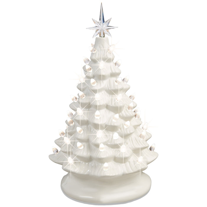 Pre-Lit Ceramic Tabletop Christmas Tree with Lights- 15in