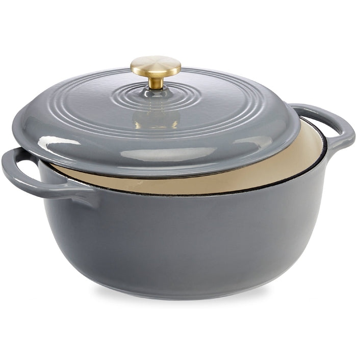 Cast-Iron Dutch Oven Kitchen Cookware w/ Enamel, Handles - 7.5qt