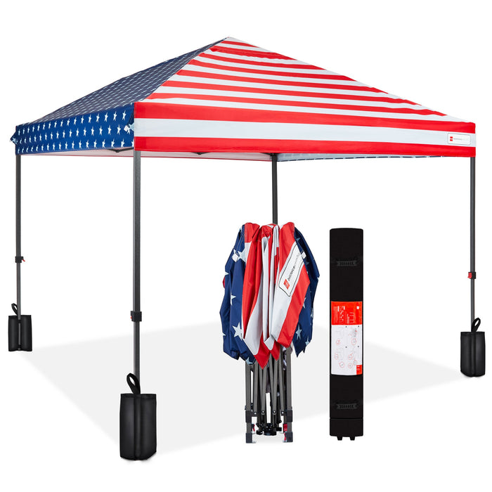 One-Person Setup Instant Pop Up Canopy w/ Case, 4 Weight Bags - 10x10ft