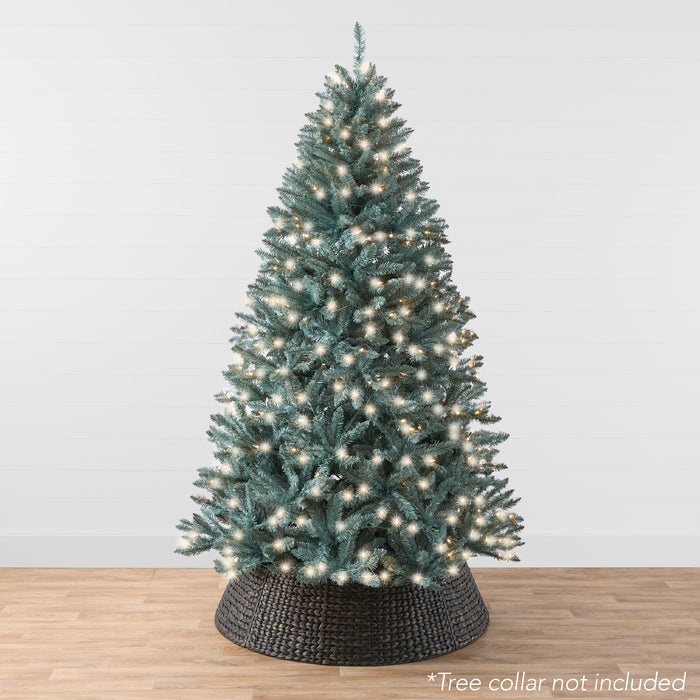 Sapin de Noël bleu illuminé avec base pliable et lumières incandescentes