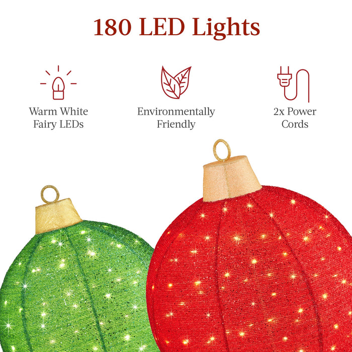 2pc Lighted Pop-Up Christmas Ornaments Decoration w/ 180 LED Lights, Stand