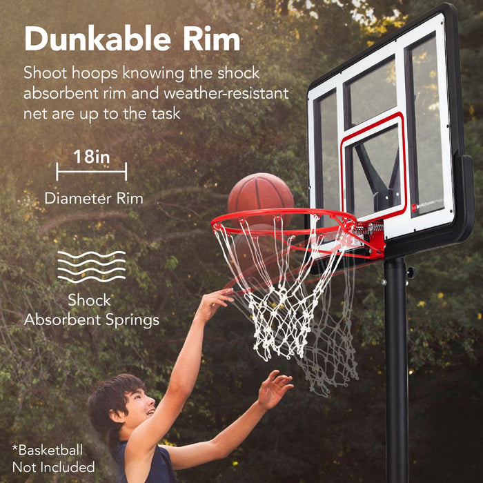 Panier de basket-ball réglable de taille réglementaire avec base remplissable, 2 roues