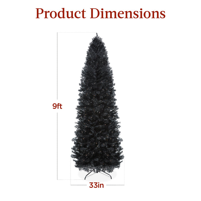 Sapin de Noël artificiel pré-éclairé en forme de crayon noir