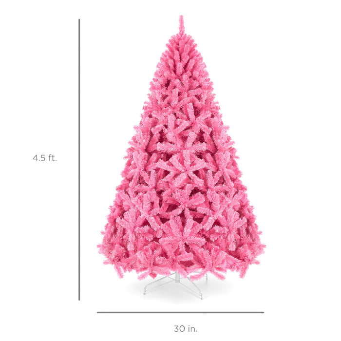 Pink Artificial Fir Christmas Tree w/ Foldable Stand