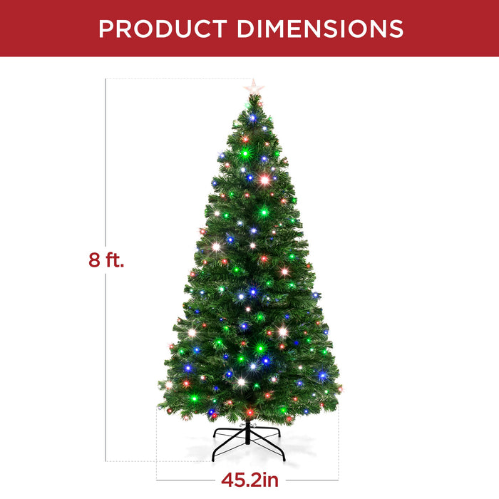 Pre-Lit Fiber Optic Pine Christmas Tree w/ Multicolor & LED Lights