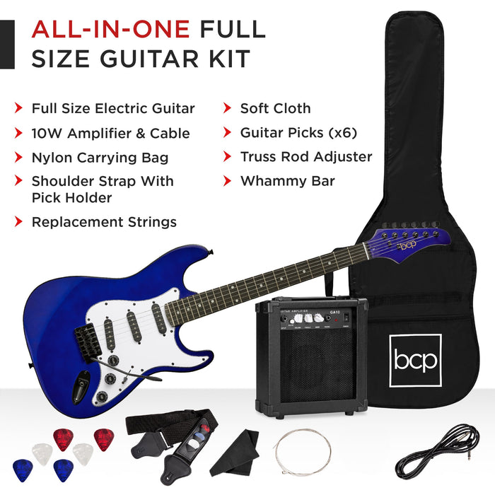 Beginner Electric Guitar Kit w/ Case, 10W Amp, Tremolo Bar - 39in