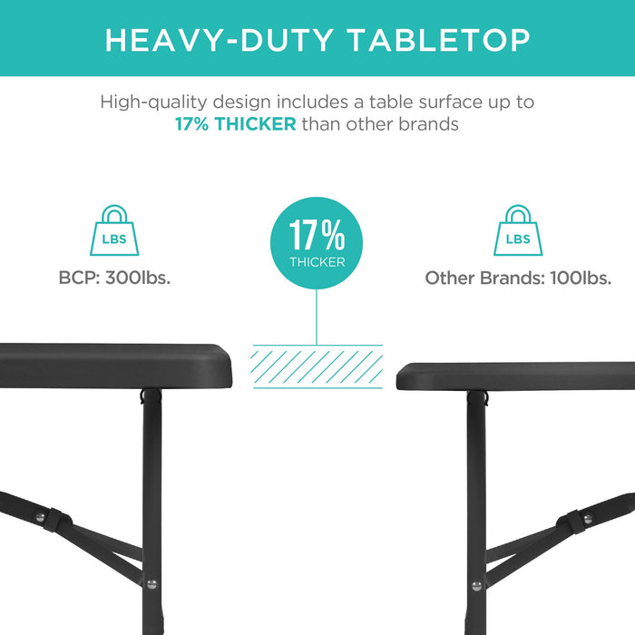 Portable Folding Plastic Dining Table w/ Handle, Lock - 6ft