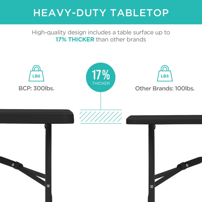 Portable Folding Plastic Dining Table w/ Handle, Lock - 4ft