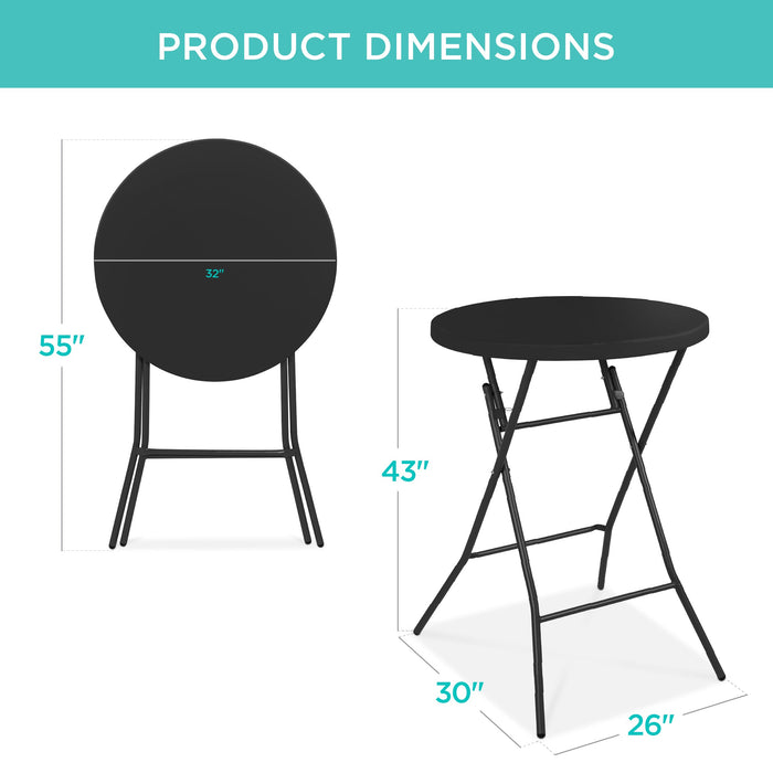 Bar Height Folding Table Indoor Outdoor Accessory w/ Thick Table Top - 32in