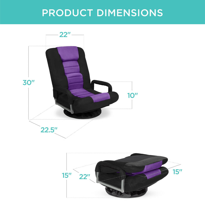 Gaming Floor Chair w/ 360-Degree Swivel, Armrest, Adjustable Backrest