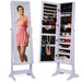 Full Length Freestanding Jewelry Mirror Armoire w/ Velvet Interior