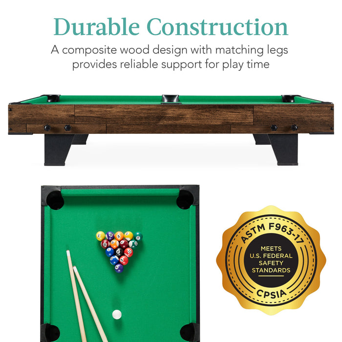 Ensemble de billard de table, table de jeu d'arcade avec 2 queues, sac de rangement - 40 pouces