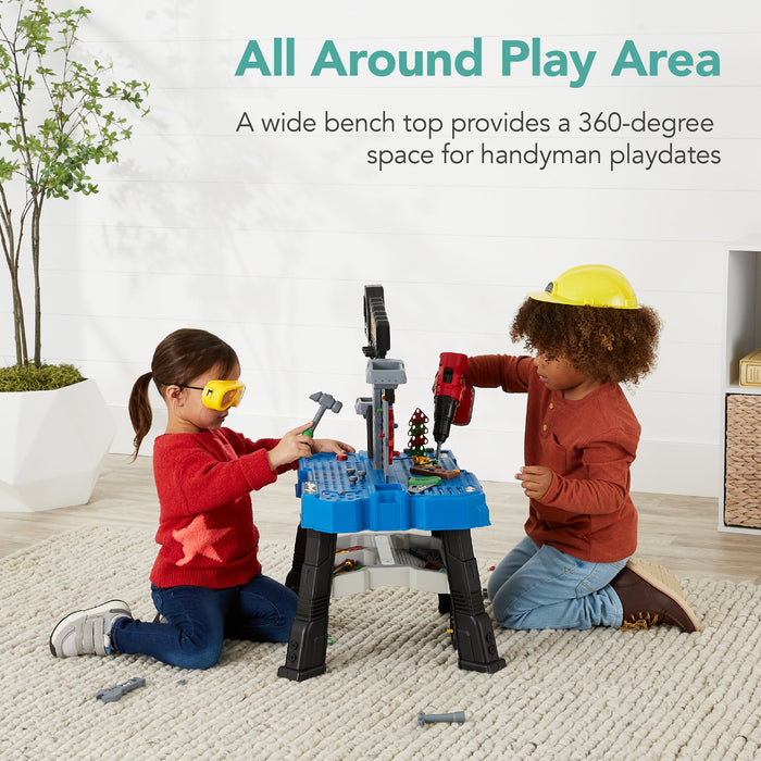 Pretend Play Workbench for Kids, Child's Toy Set w/ 150 Accessories