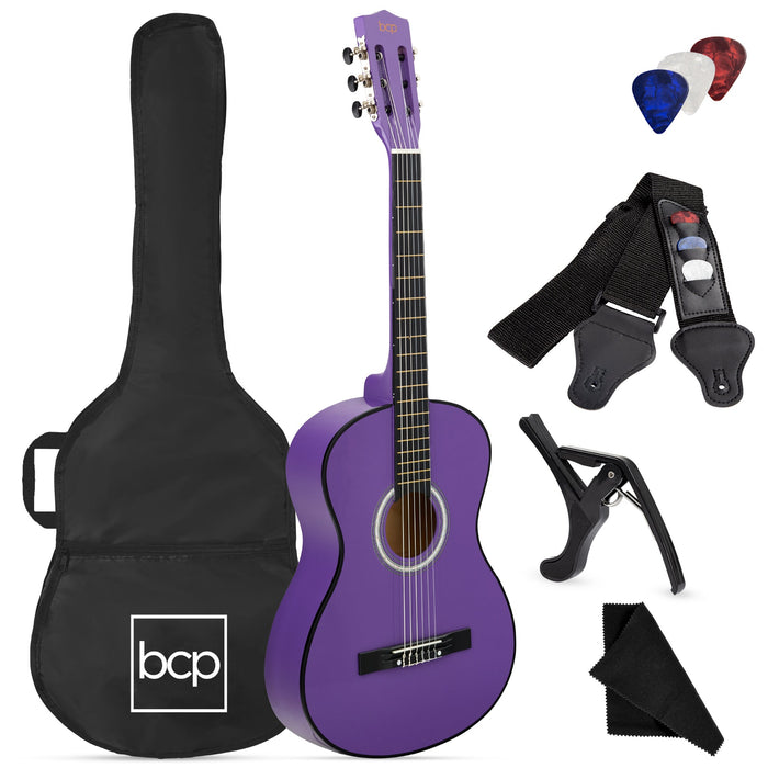 Beginner Acoustic Guitar Set w/ Case, Strap, Strings - 38in