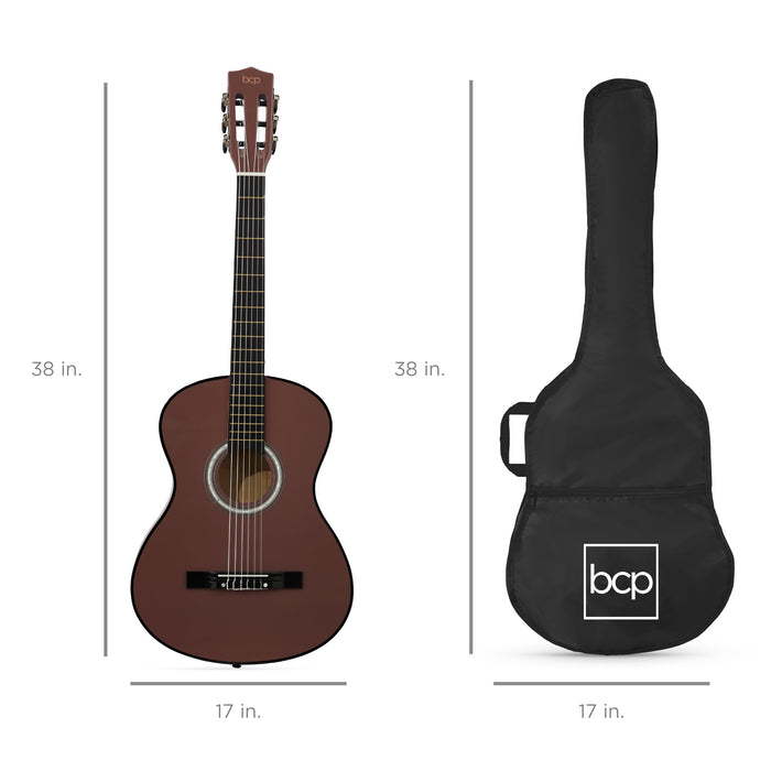 Ensemble de guitare acoustique pour débutant avec étui, sangle et cordes - 38 pouces