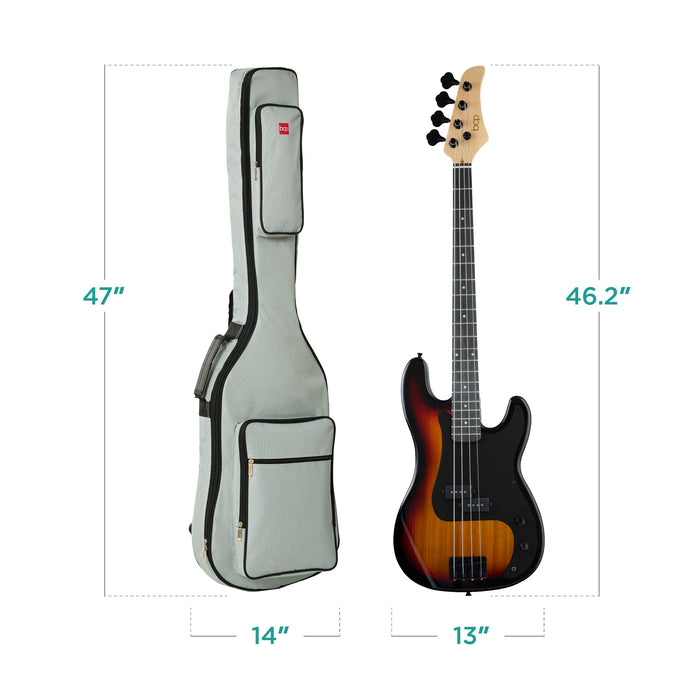 Guitare basse électrique 4 cordes pour débutant avec étui rembourré