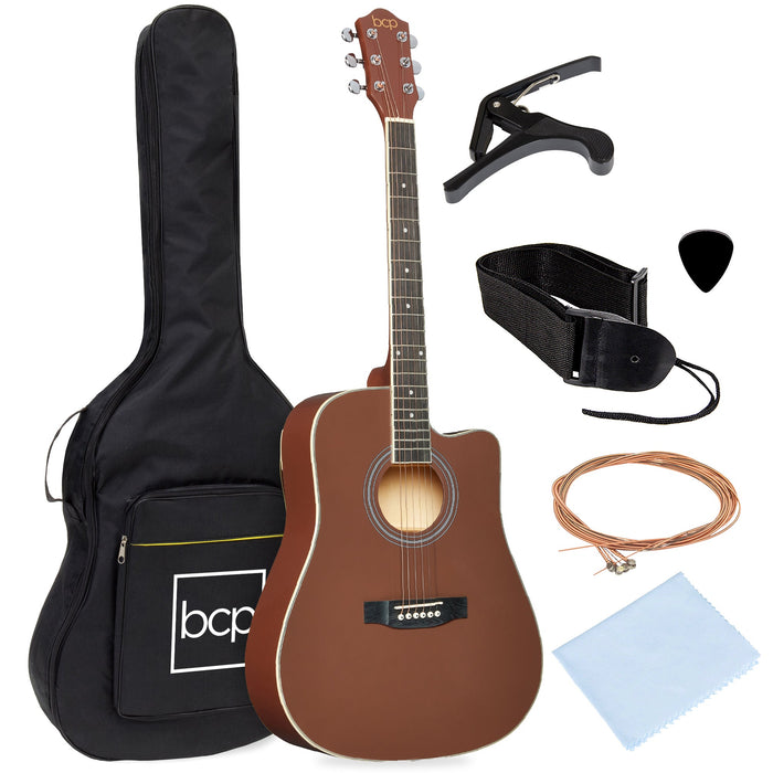 Full Size Beginner Acoustic Guitar Set with Case, Strap, Capo - 41in