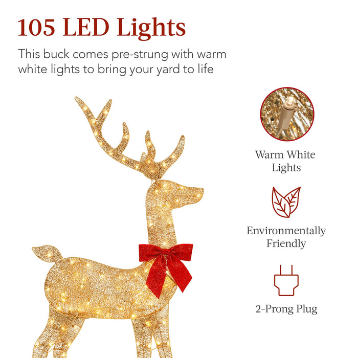 Décoration extérieure de Noël illuminée en 2D avec 105 lumières LED - 5 pieds