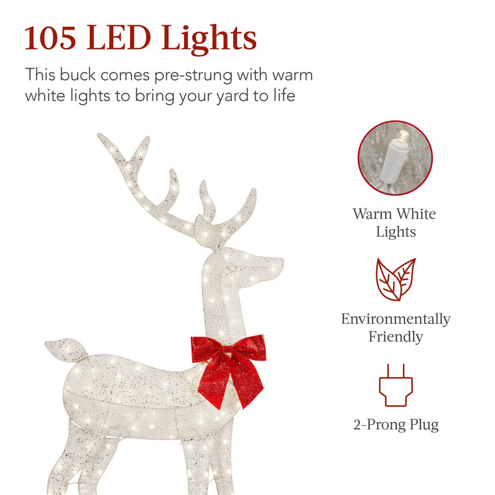 Décoration extérieure de Noël illuminée en 2D avec 105 lumières LED - 5 pieds