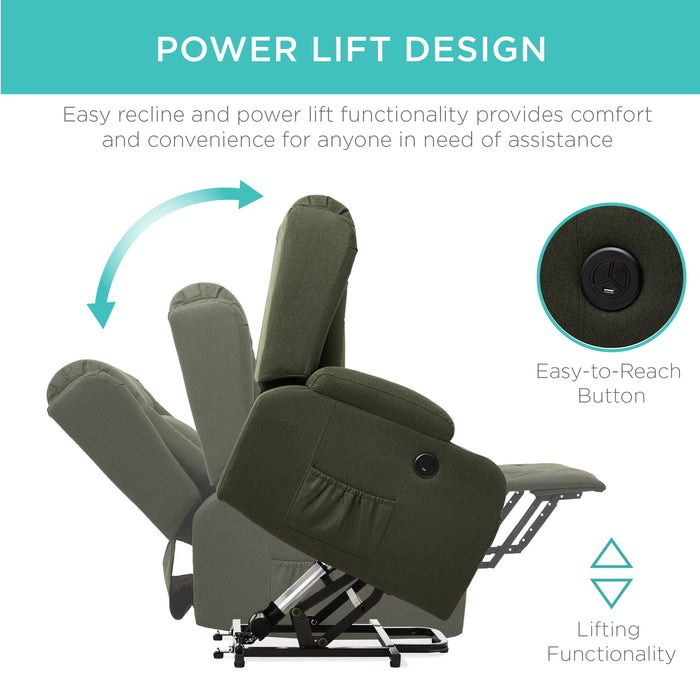 Fauteuil de massage inclinable électrique avec chauffage, port USB et porte-gobelets