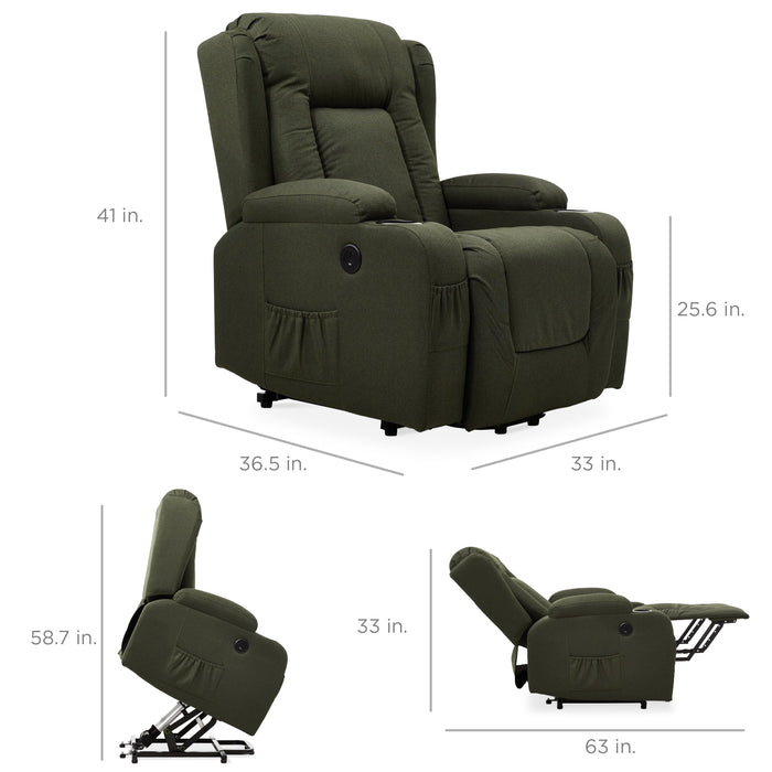 Fauteuil de massage inclinable électrique avec chauffage, port USB et porte-gobelets