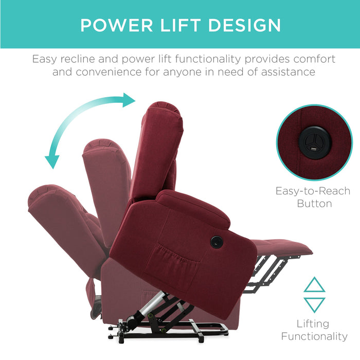 Fauteuil de massage inclinable électrique avec chauffage, port USB et porte-gobelets