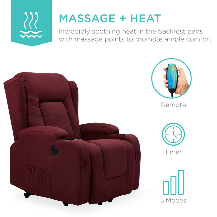 Fauteuil de massage inclinable électrique avec chauffage, port USB et porte-gobelets